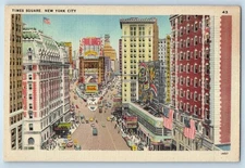 1940 New York City NY Postcard Times Square The Great White Way Birds Eye View