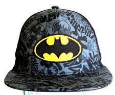 Vintage Style Embroidered Batman DC Comics Youth Hat SnapBack Grey  Black