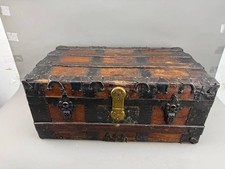 Antique Wooden Travel Chest Steamer Trunk
