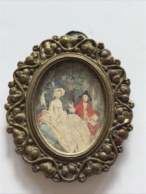 Vintage Victorian Lady Cameo In Ornate Metal Frame 2.75 In X 2.75 In - Hanging