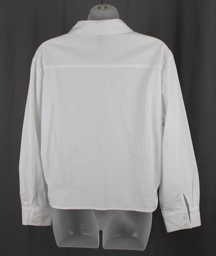 Aqua Women's White Button Down Tie Front Shirt Top Size L - Picture 2 of 3