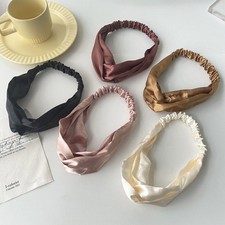 Silk Satin Cross Headbands Bandanas Hair Band Elastic Stretch Turban Head Wrap