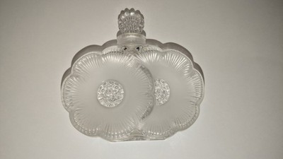 Cristal Lalique Crystal Double Flower Vintage glass Perfume Bottle 