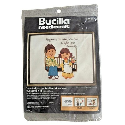 Bucilla Needlecraft Kit Married to Your Best Friend Sampler Vintage NOS 15x18