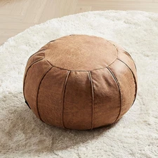 Unstuffed Moroccan Ottoman Pouf Cover, Waterproof Handmade Faux Decor Storage So
