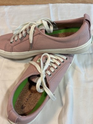 Cariuma Pink Canvas Low Top Lace-Up Sneakers Cork Insole Rubber Sole 100103R02M