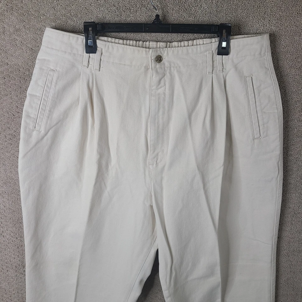Vintage Dockers Pants Womens 22W Cream Chino Pleated High Waist Tapered USA - Image 2 of 4