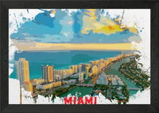 Miami Framed Wall Art Poster Canvas Print Picture