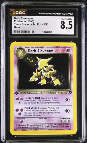 Dark Alakazam (1st Edition) graded CGC 8.5 for sale on eBay