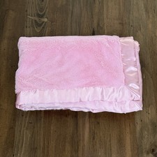 Circo Target Solid Pink Shaggy Furry Baby Blanket Satin Trim Thick Heavy