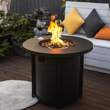 30" Propane Gas Fire Pit Table, 50000 BTU Round Steel Fire Pit for Outside Patio