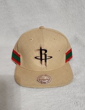 Rockets Gucci/Sherry  Line "Tan" Adj Cap Michell & Ness
