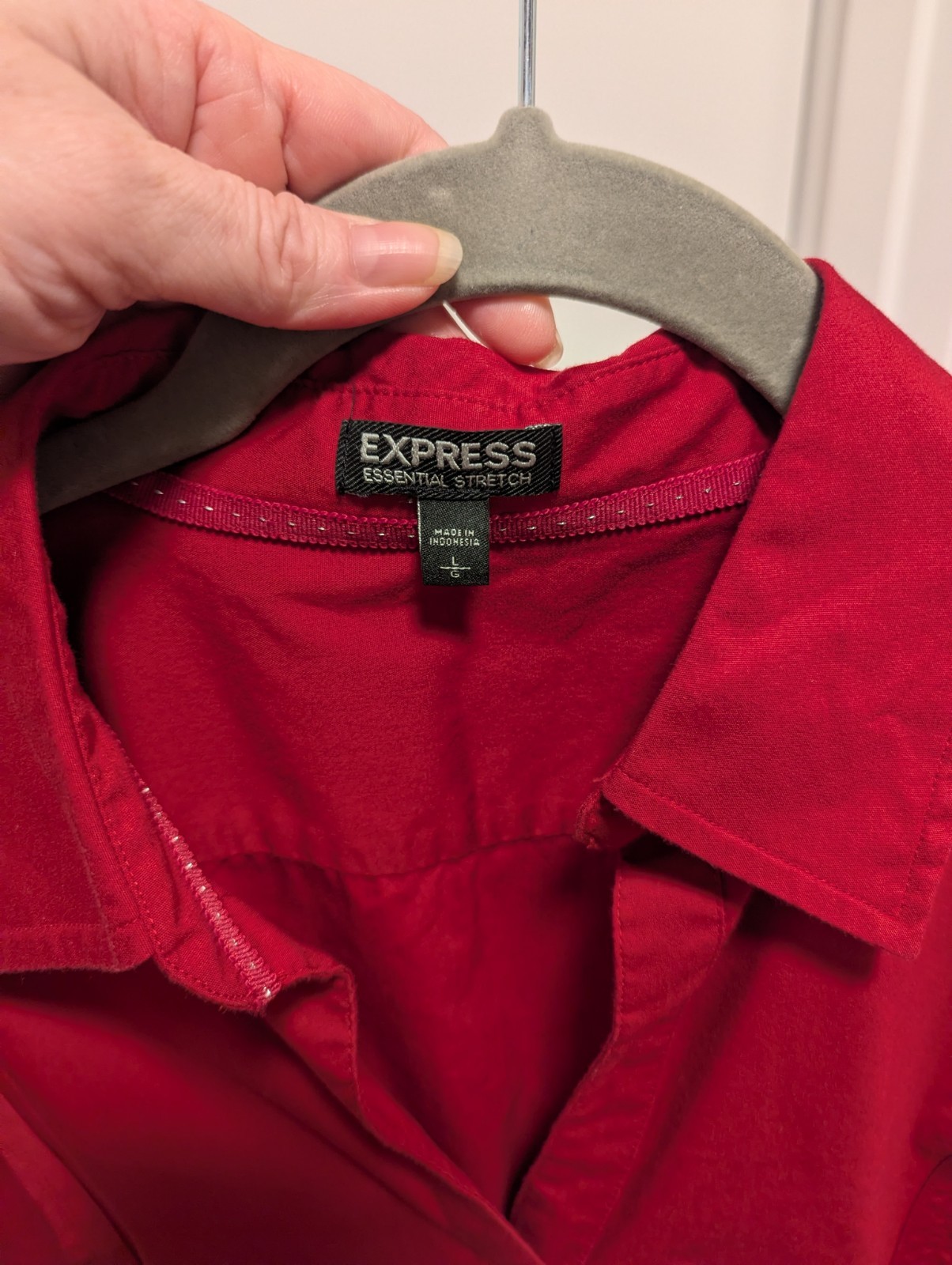Express Essential Stretch Shirt Red Button Down L… - image 3