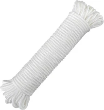 jijAcraft Nylon Rope, 100 Feet White 1/4 Inch 6mm x 100 ft, 