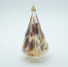 New Murano Millefiori Amazing Christmas Tree Figurine with Gold Italian ArtGlass