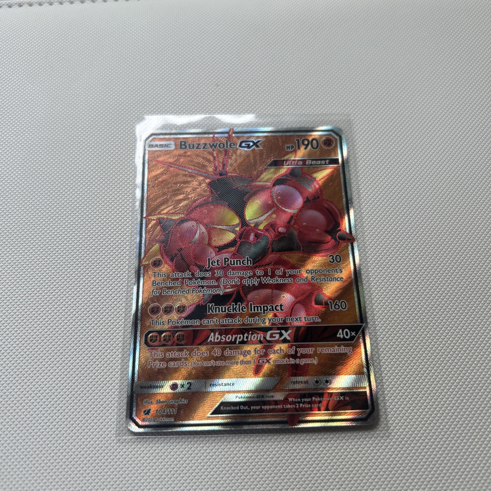 Pokémon TCG Buzzwole GX Holo Secret Rare 104/111 Crimson Invasion MP