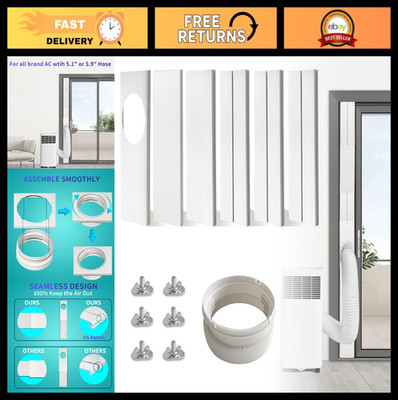 Universal Portable Air Conditioner Sliding Door Vent Kit - Adjustable PVC Seal f
