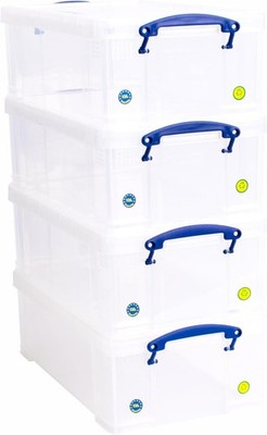 Really Useful Box Kunststoff Aufbewahrung 12 Liter transparent (4er Pack) 12 x 4 