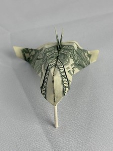 Handmade Origami Dollar Bill Stealth Bomber Art – Two Glued $1 Bills Aviation