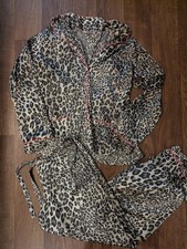 Victoria's Secret Leopard Cheetah Print 2-Pc Pajama Set Top Pants Size Small/ P