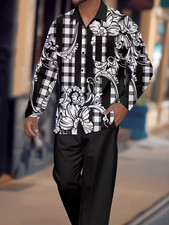 Men's Outfit 2 Piece Set Shirt Pants Suit PLUS SIZE BIG 2XL