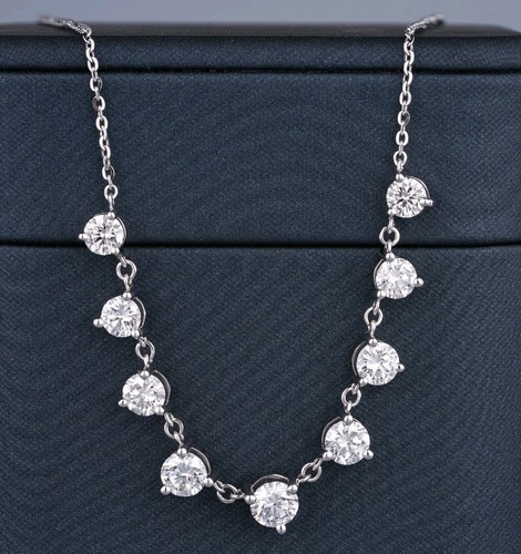 Rare 72 Ct Certified Treated Off White Diamond Chain Necklace In 925 Silver
