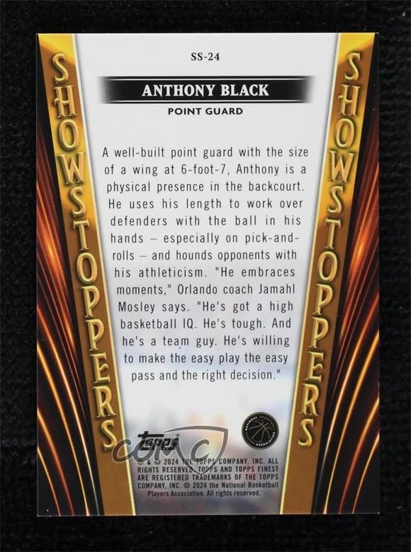 2023 Topps Finest Showstoppers Gold Refractor /50 Anthony Black #SS-24 Rookie RC - Image 2 of 2