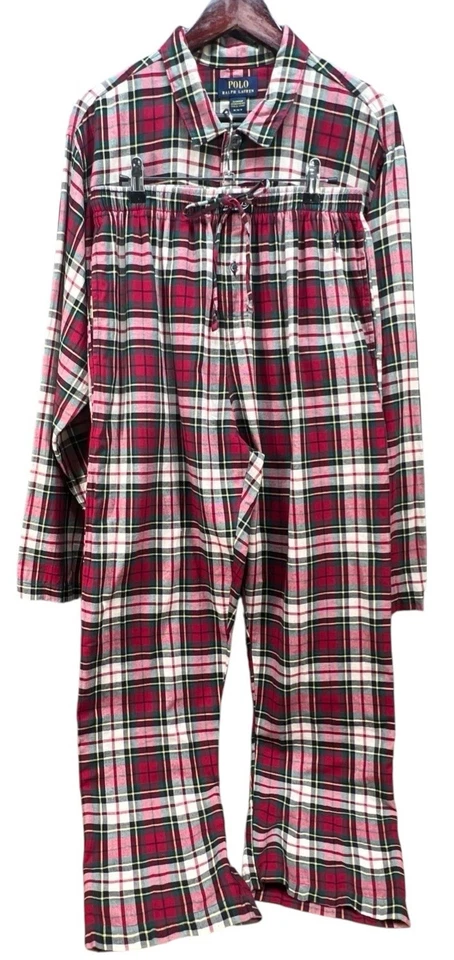 Polo Ralph Lauren Red/green BENNINGTON Plaid Pajama/Lounge SET Men's M Woven - Image 3 of 4