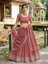 Designer Georgette Embroidered Lehenga Choli Dupatta Set Stitched Wedding Wear