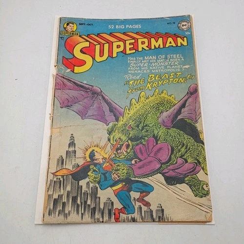 VINTAGE 1952 DC Comics SUPERMAN #78 Golden Age The Beast from Krypton Comic Book