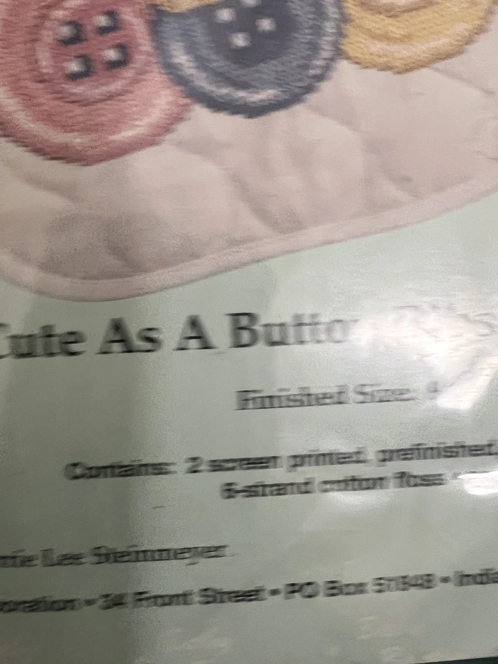 JANLYNN Stamped Cross Stitch Bibs Set Of 2 Sealed “Cute As A Button” - Image 2 of 4