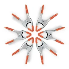 PONY 6-inch Heavy Duty Spring Clamps Set 2-inch Jaw Opening Nickel-plated Ste...