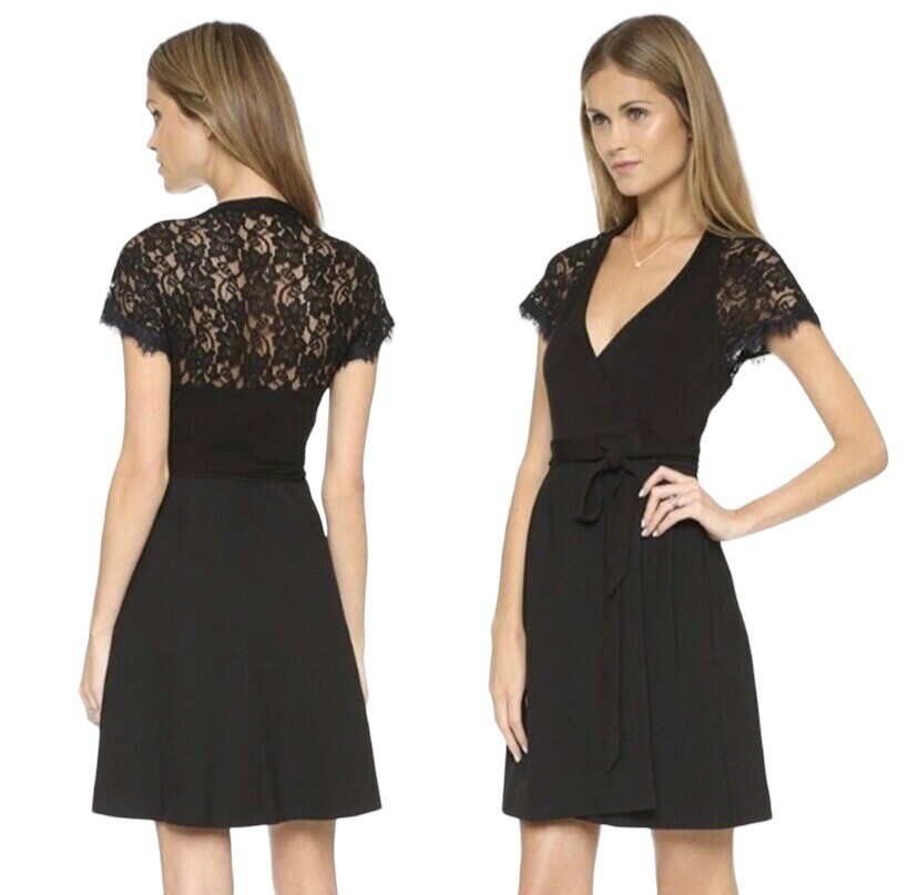 Diane Von Furstenberg DVF NEW Elizabeth Black Lace Wrap Diane Von Furstenberg DVF NEW Elizabeth Black Lace Wrap