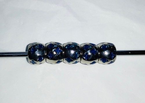 5 METAL & ENAMEL European Large Hole Spacer Beads Various Colours & Styles B - Picture 12 of 41