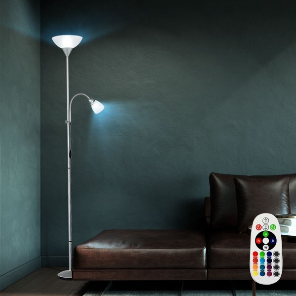Stehleuchte Deckenfluter Stehlampe Rgb Led Farbwechsler Flexo Leselampe Dimmbar-image