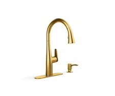 KOHLER Easmor Single-Handle Pull Down Sprayer Kitchen Faucet Brushed Brass