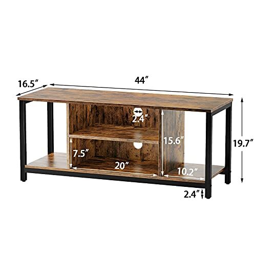 Aheaplus TV Stand for TV up to 50 inch 3 Tier Entertainment Center Mid Centur...