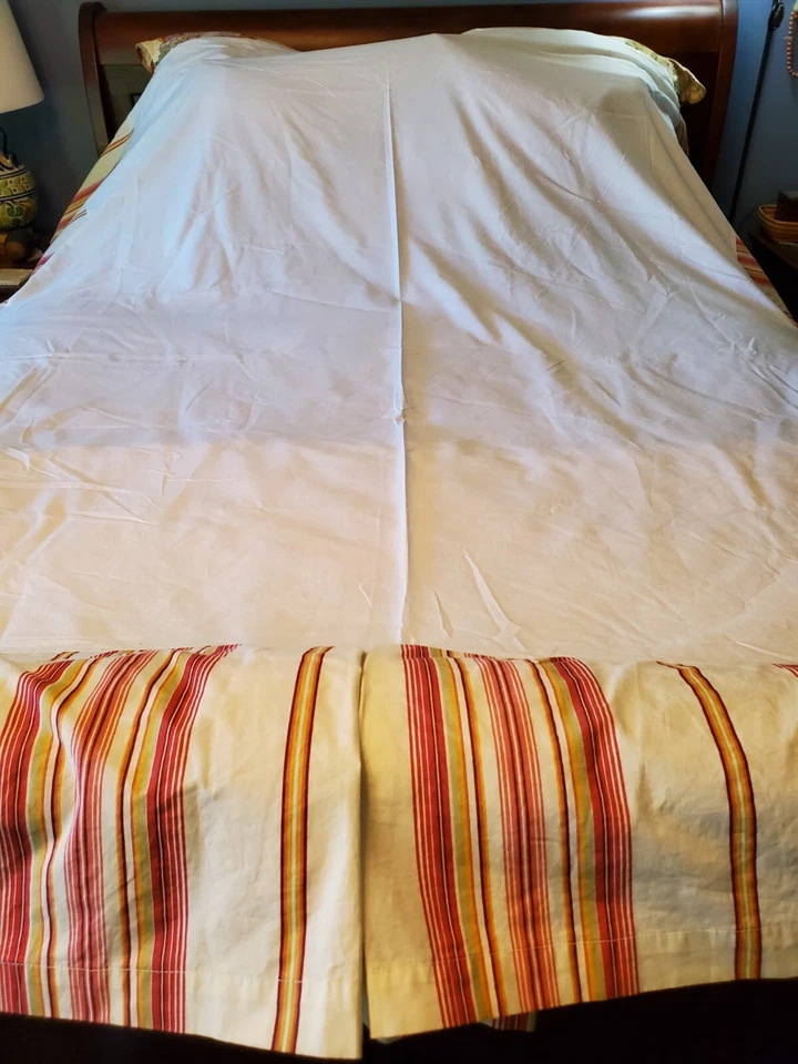 Falda Cama Completa POTTERY BARN Rayas Algodón Polvo Volantes 14 pulgadas Caída Cabaña Nueva Sin Etiquetas Foto 4 de 4