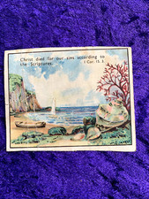 Antique Christian Inspirational pocket/purse card - Beach scene, c.1910/1920