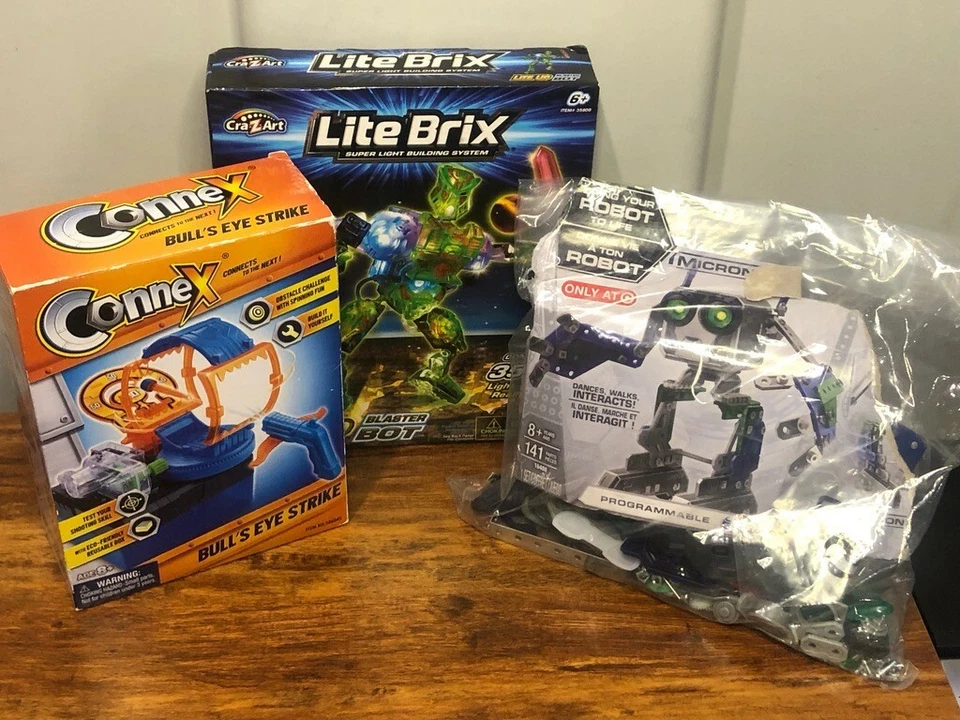 Lot of Building Toys - Lite Brix Lite Up Blaster Bot, ConneX, & Micron Robot - Image 2 of 4