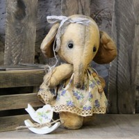 Vintage Design Stoffelefant 25 Cm Elefant Dekoartikel Wildtier Shabby Handarbeit