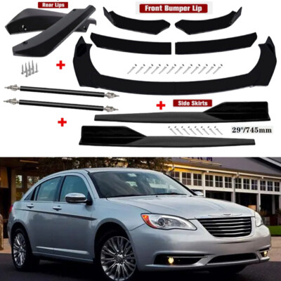 For 15-17 Chrysler 200 Front Bumper Lip Spoiler+Side Skirt+Rear Lip+Strut Rods