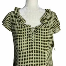 Emma James Polka Dot Midi Dress 14 Tan Brown Zipper Lined Short Sleeve