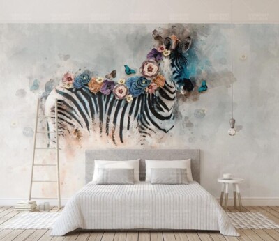 3D Creative Zebra ZHUA26130 Wallpaper Wall Murals Removable Self-adhesive Ann