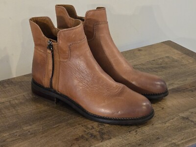 Franco Sarto Halford Boots Womens Ankle Booties Brown Leather Side Zip 