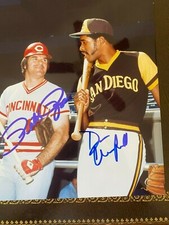 PETE ROSE CINCINNATI AND DAVE WINFIELD SAN DIEGO MLB SIGNED 8 X 10 COLOR PHOTO