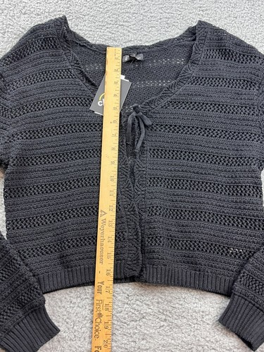 Art Class Girl's Size XL (14) Crochet Cardigan Sweater Black - Picture 4 of 7