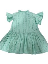 Janie and Jack Mint Green Eyelet Dress Size 4 SI54