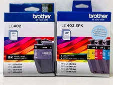 New Genuine Brother LC402 Black Cyan Magenta Yellow 4PK Ink Cartridges Bag