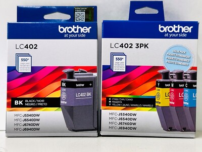 #ad #ad New Genuine Brother LC402 Black Cyan Magenta Yellow 4PK Ink Cartridges Bag $34.99